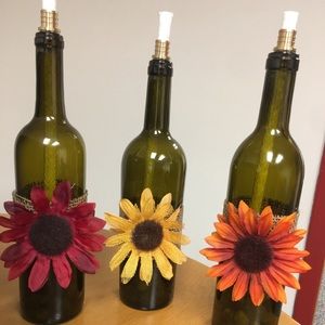 Wine Bottle Tiki Torch Set